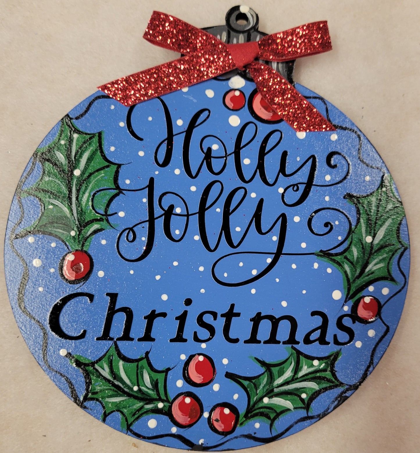 Blue Holly Jolly Ornament