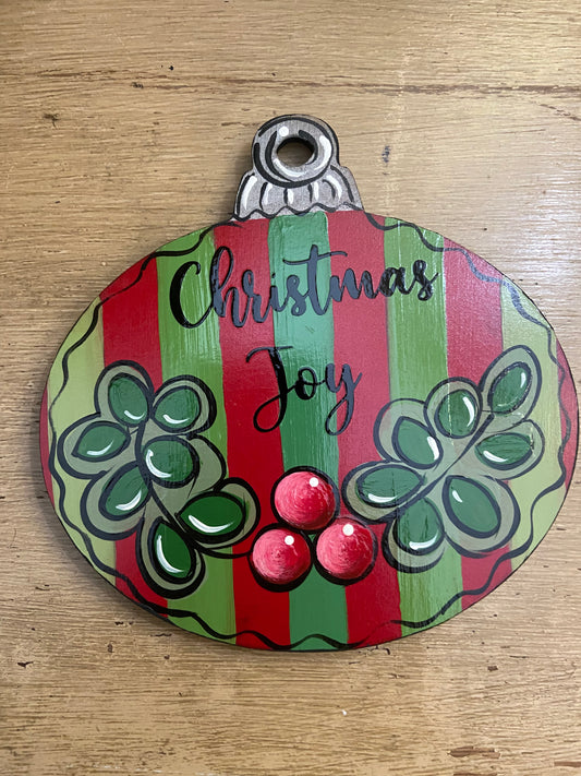 Christmas joy ornament with Holly